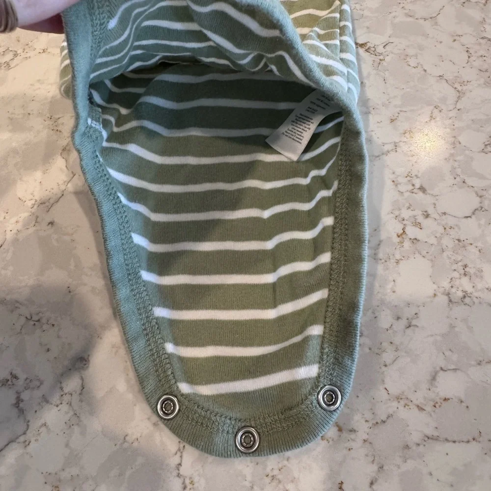 Carter's 3M Green and White Striped Baby Onesie